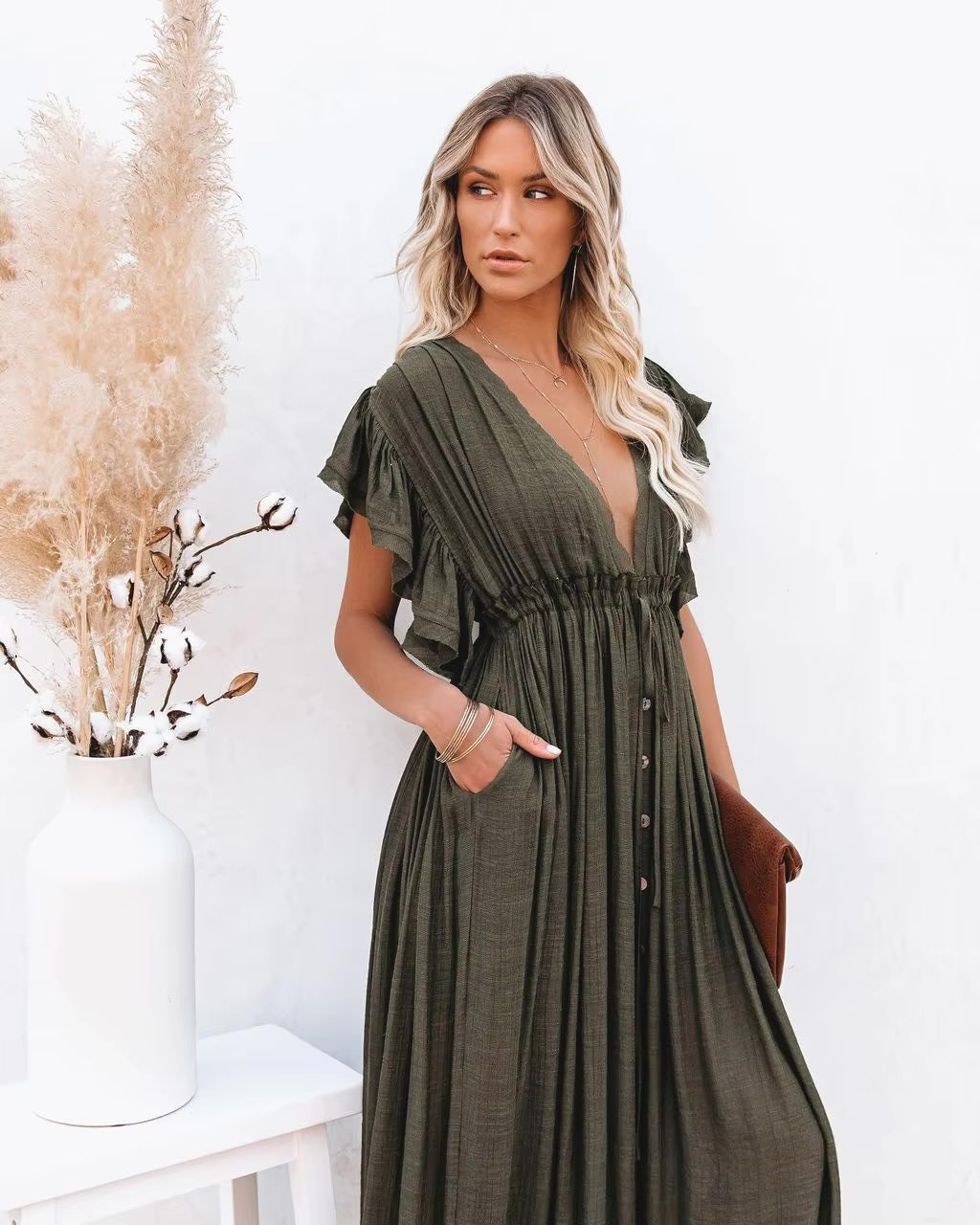 Eve Maxi Dress - Khaki