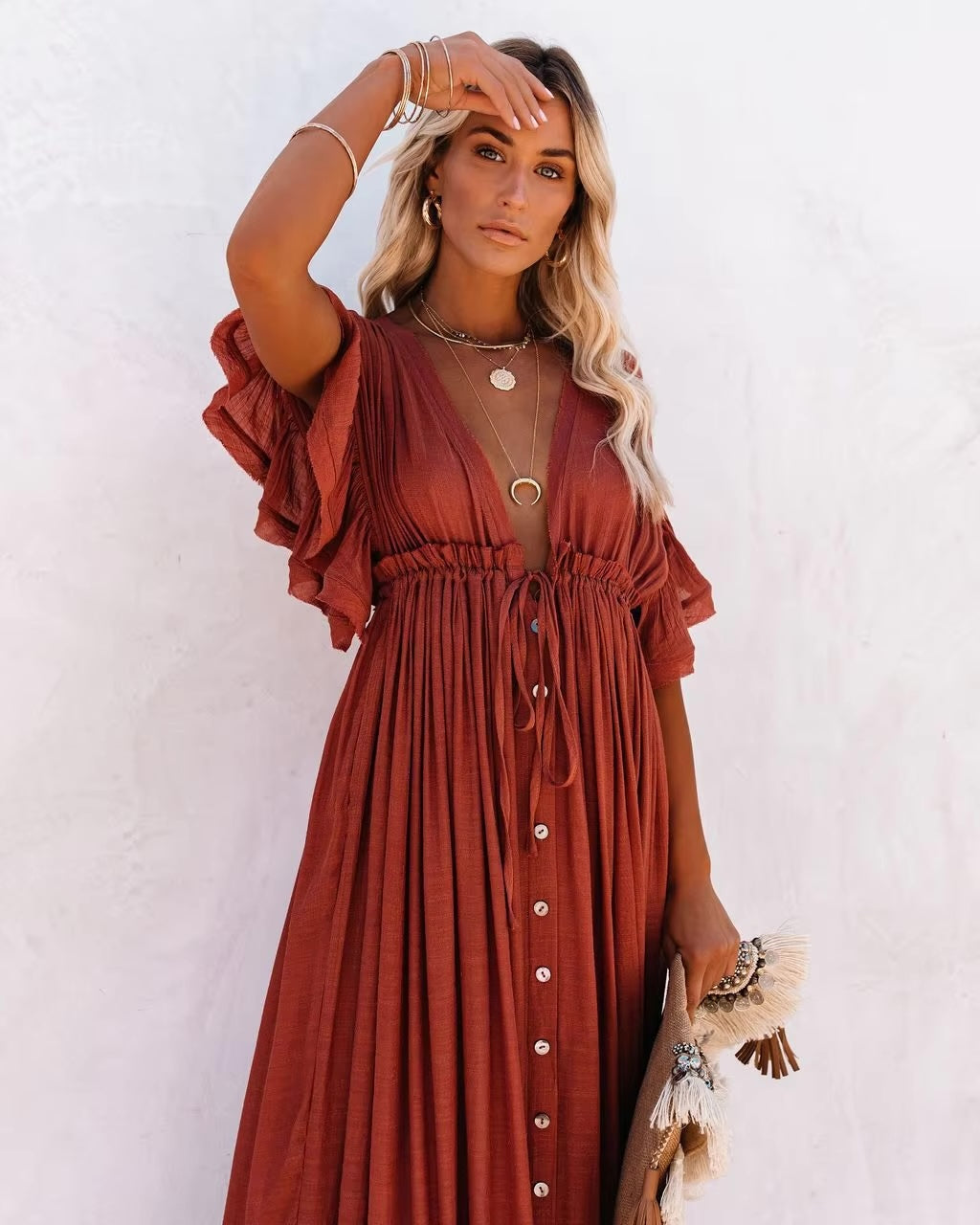 Eve Maxi Dress - Brown